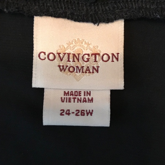 COVINGTON Ruffle Round Neck Black Short Sleeve Blouse Women’s Plus Size 26 2X - Picture 8 of 16